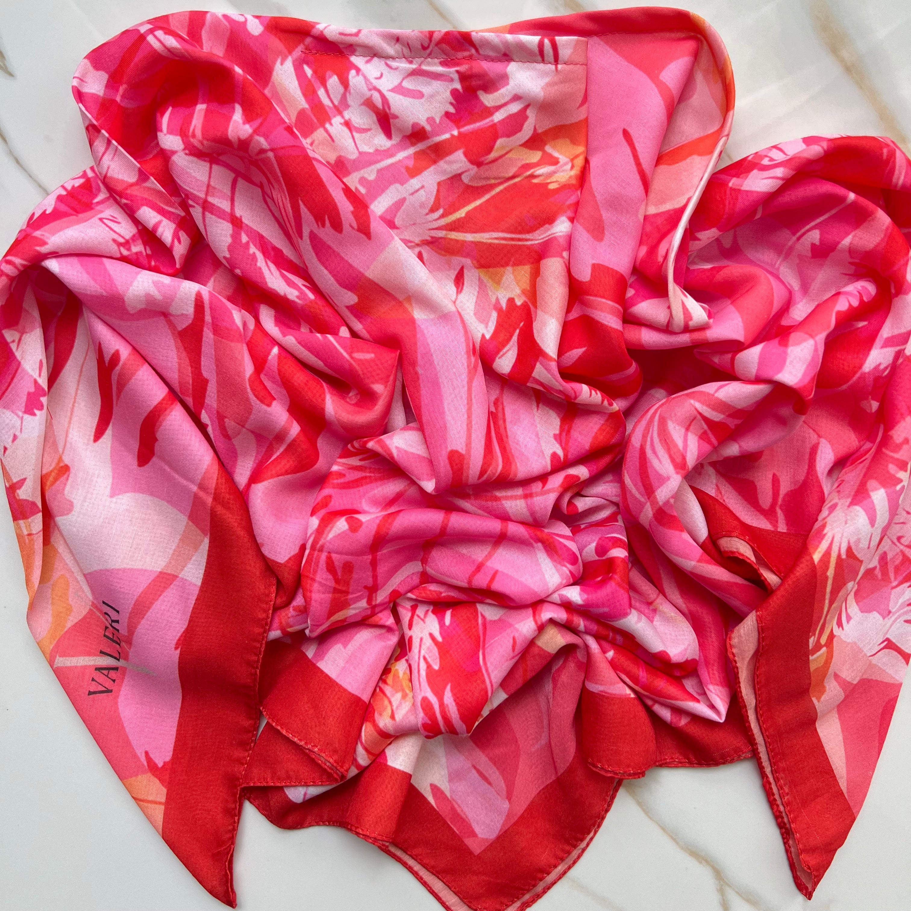 CAMELLIA SILK TRIANGLE SCARF REVERSIBLE DOUBLE LAYER - audrey